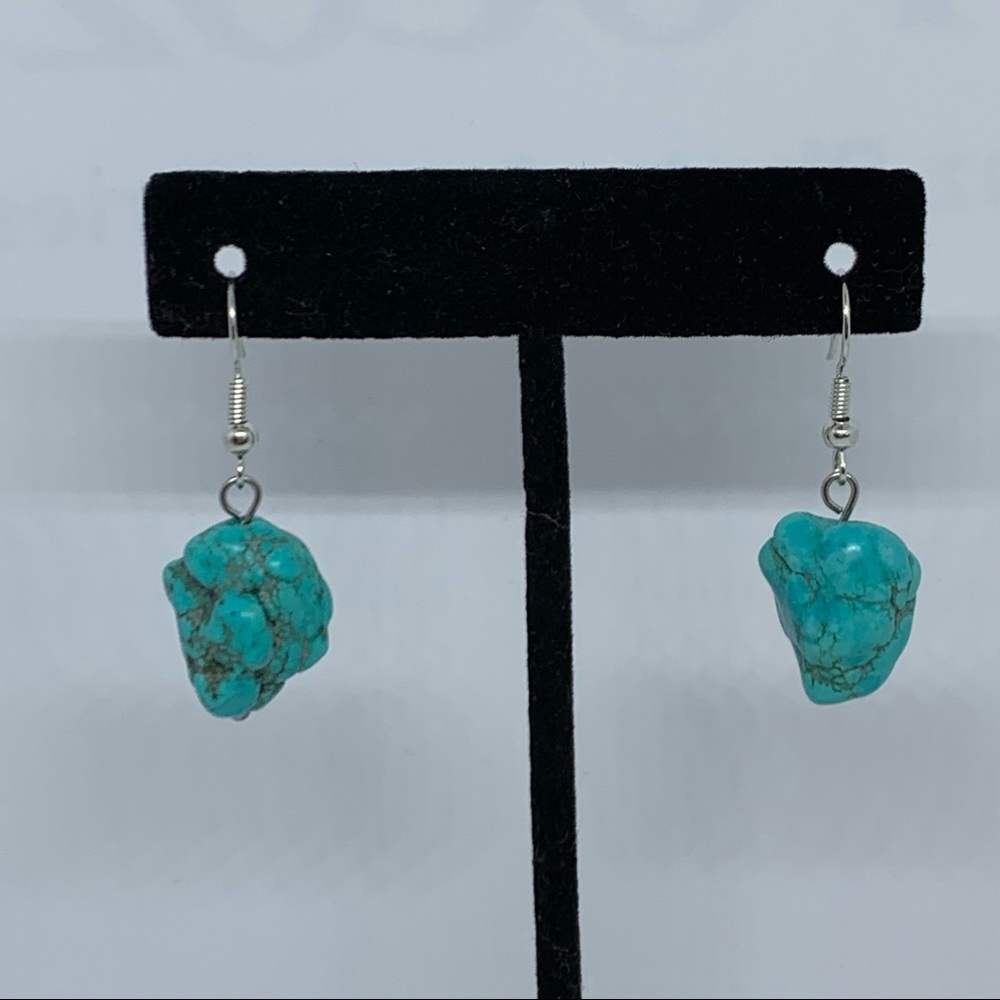 Turquoise Crystal Silver Earrings